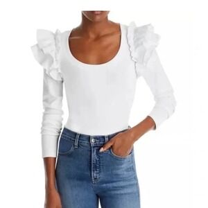 Veronica Beard Women's Avedon Ruffle‎ Scoop Neck Long Sleeve Top Small